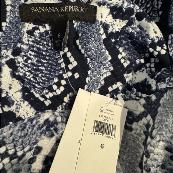 Banana Republic Navy and White Snake Print Tunic Dress Size M - Picture 6 of 6